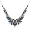 Midnight Jet statement necklace; dark, iridescent beads & crystals on a silver chain.
