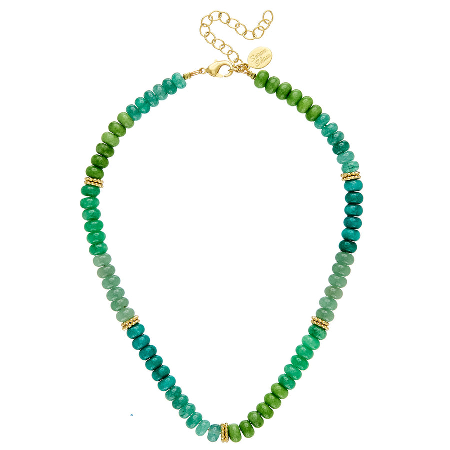Mixed Green Jade with Gold Bead Necklace-Susan Shaw-Swag Designer Jewelry