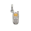 Silver mobile phone charm with gold detail
