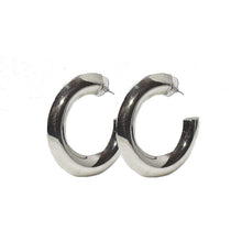 Modern Hoop Earring-Taxco Sterling-Swag Designer Jewelry