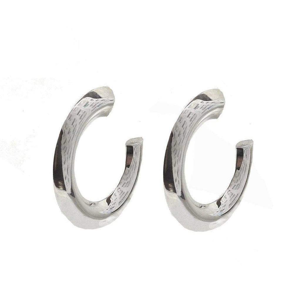 Silver Modern Hoop Earrings, textured finish
