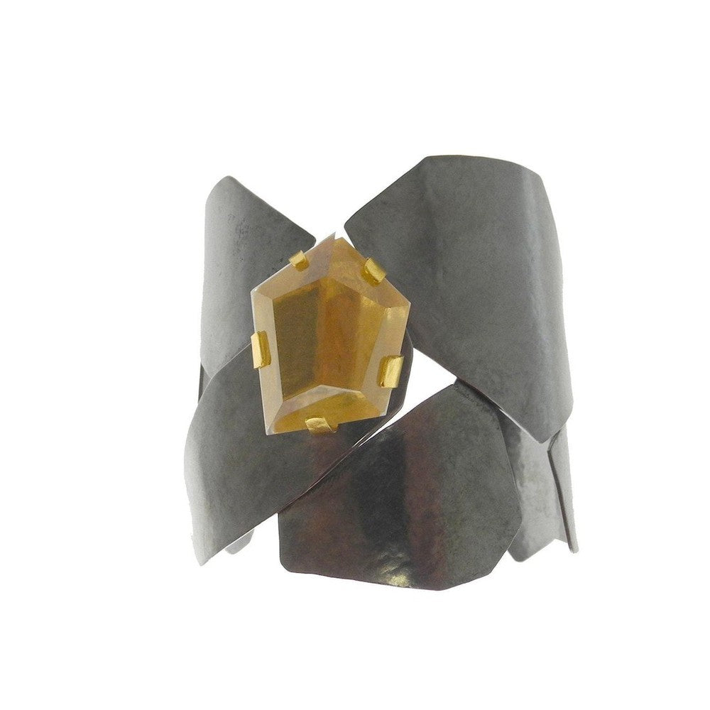 Modern Rhodium Cuff with Crystal-Swag Designer Jewelry-Swag Designer Jewelry