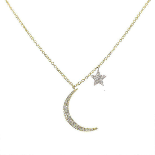 Moon and Star Diamond Necklace-Meira T-Swag Designer Jewelry