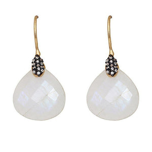 Moonstone with Pave Crystal Earrings-Atelier Mon-Swag Designer Jewelry