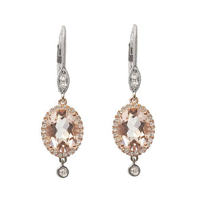 Morganite and Diamond Earrings-Meira T-Swag Designer Jewelry