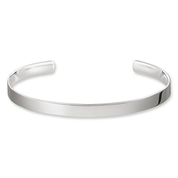 Narrow engravable silver cuff bracelet, perfect for personalization.
