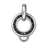 Black disc necklace charm carrier with black crystal accents.
