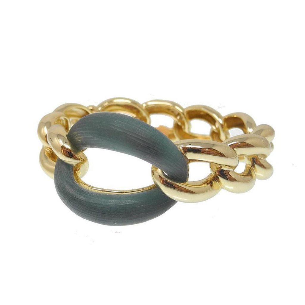 Neo Bohemian Gold Bracelet: Dark green and gold chain link bracelet.
