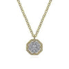 Octagonal diamond pendant necklace with gold chain
