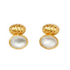 Olympia Earrings: Gold & White Mother-of-Pearl Studs

