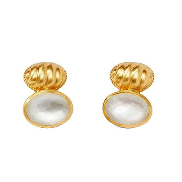 Olympia Earrings: Gold & White Mother-of-Pearl Studs
