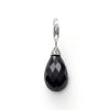 Onyx teardrop pendant with sterling silver clasp and ornate detailing.
