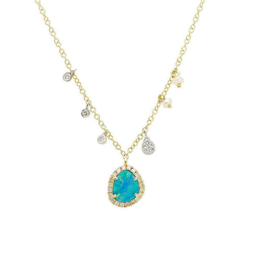 Opal Necklace in Yellow Gold-Meira T-Swag Designer Jewelry