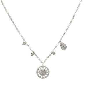 Open Cut Pave Diamond Disc necklace-Meira T-Swag Designer Jewelry