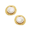 Organic Round Post earrings with pearl accents, gold-tone setting.
