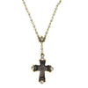 Original Rosary necklace with pearl chain and antique-style cross pendant accented with crystals.
