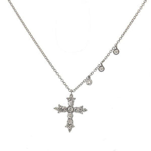 Ornate Cross Necklace with 3 Bezels-Meira T-Swag Designer Jewelry