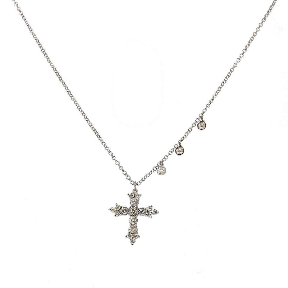 Ornate Cross Necklace with 3 Bezels-Meira T-Swag Designer Jewelry
