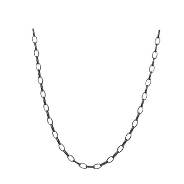 Oxidized large oval link sterling silver chain necklace
