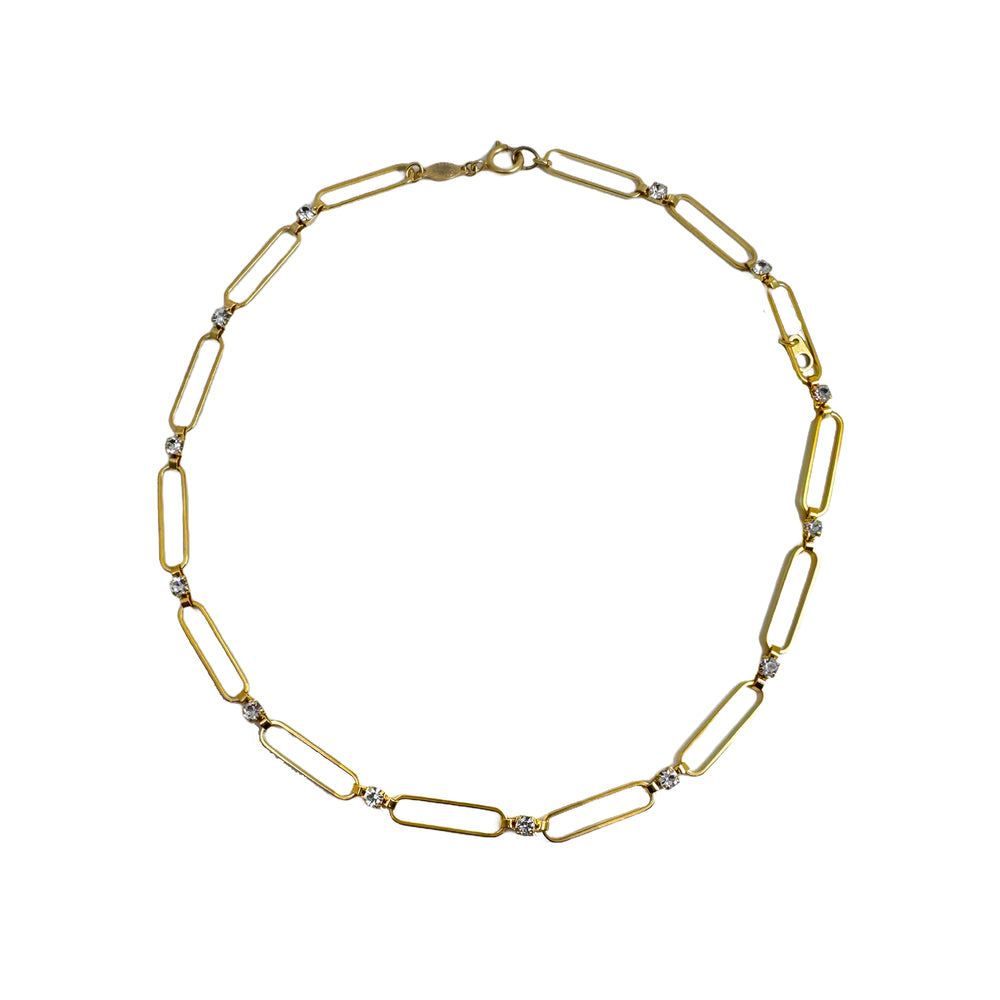 Paperclip Chain and Rhinestone Necklace-La Vie Parisienne-Swag Designer Jewelry