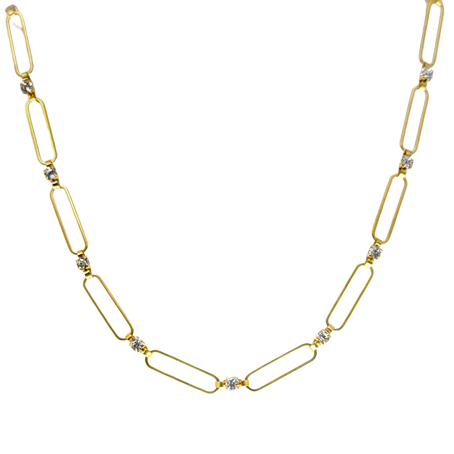Paperclip Chain and Rhinestone Necklace-La Vie Parisienne-Swag Designer Jewelry