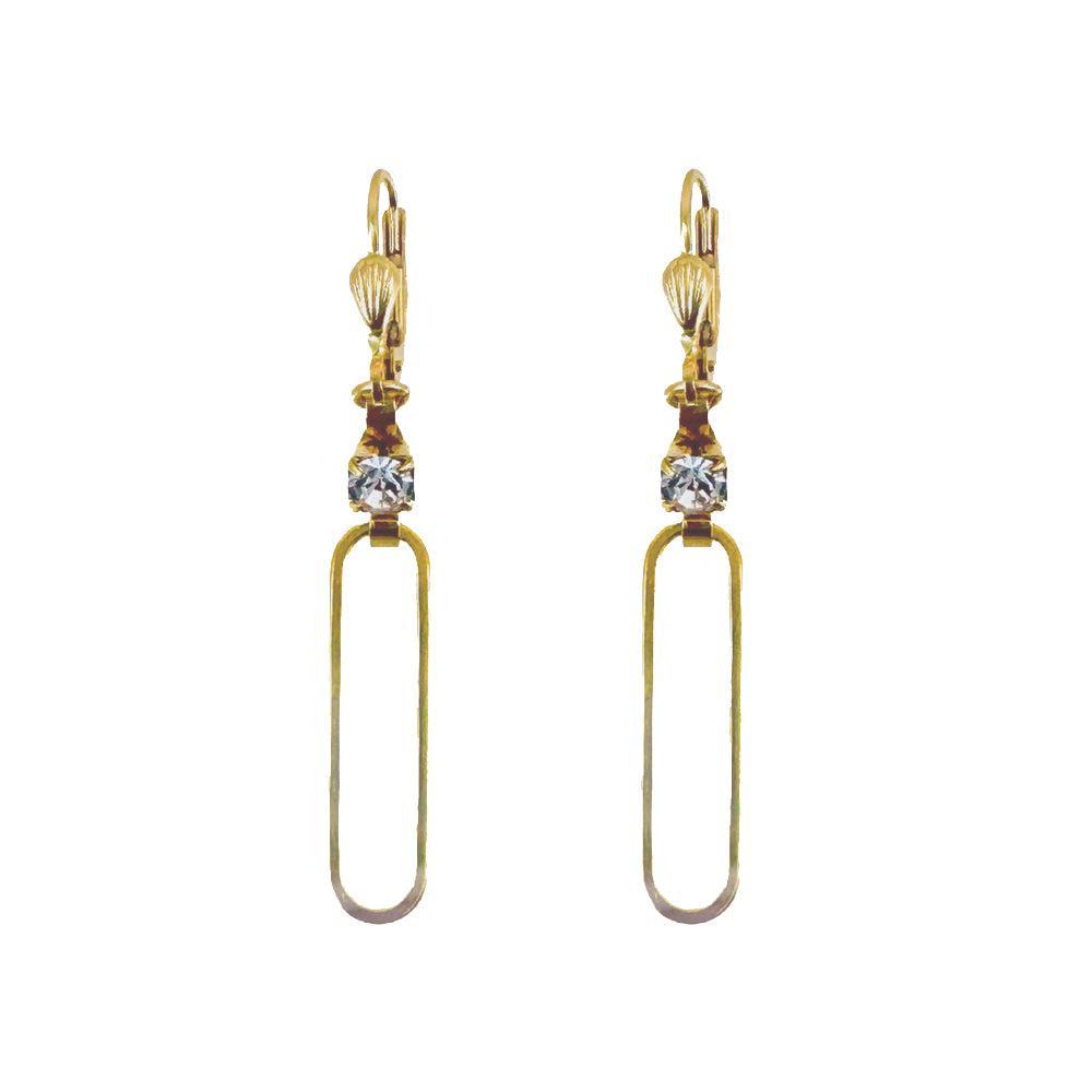 Paperclip Earring with Crystal Accents-La Vie Parisienne-Swag Designer Jewelry