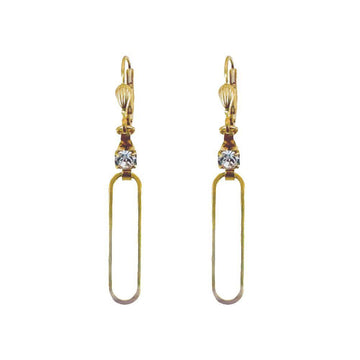 Paperclip Earring with Crystal Accents-La Vie Parisienne-Swag Designer Jewelry