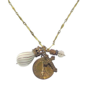 Paris Medal, Cross, and Glass Charm Necklace-Andrea Barnett-Swag Designer Jewelry