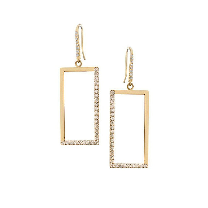 Pave Diamond Open Rectangle Earring