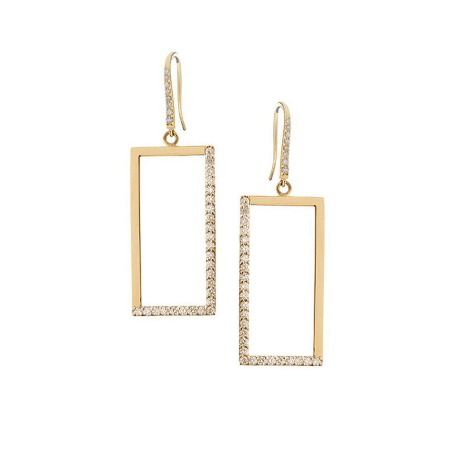 Pave Diamond Open Rectangle Earring