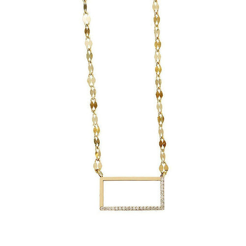 Pave Diamond Open Rectangle Necklace-Lana Jewelry-Swag Designer Jewelry