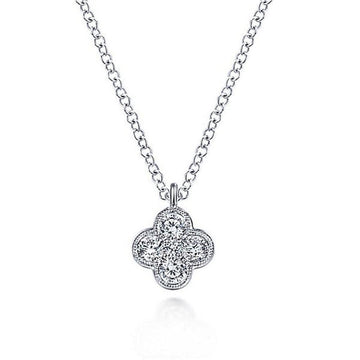 Pave Diamond Quatrefoil Necklace-Gabriel & Co-Swag Designer Jewelry