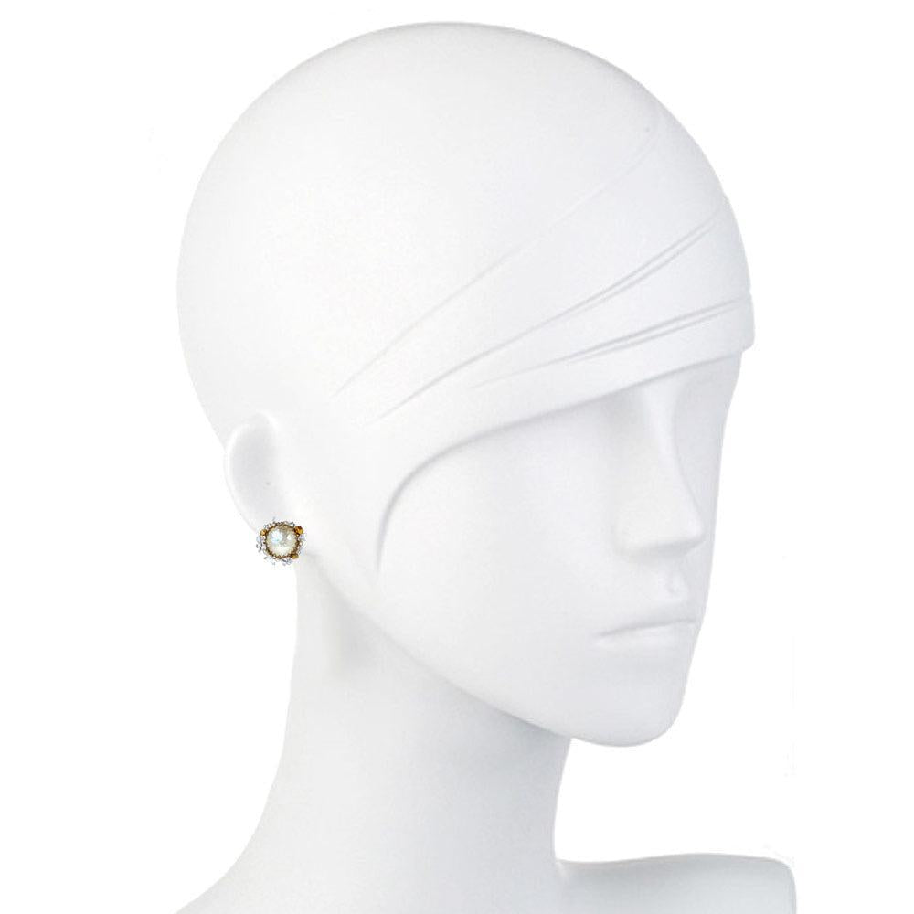 Pearl Button Clip Earring-Miriam Haskell-Swag Designer Jewelry