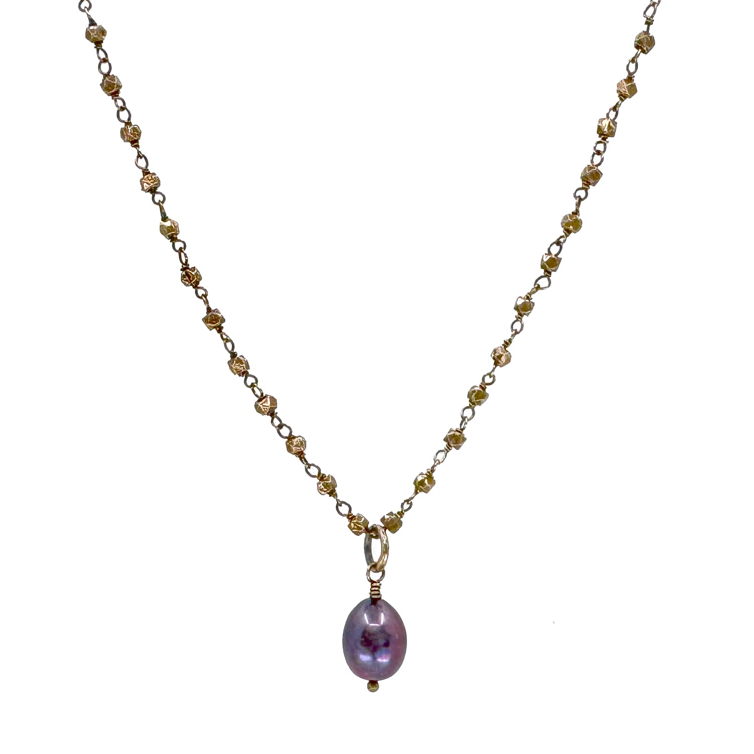 Pearl Pendant on Pyrite Chain-Robindira Unsworth-Swag Designer Jewelry