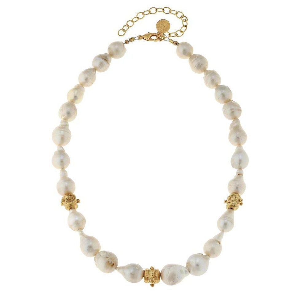 Pearl Strand with Gold Accents-Susan Shaw-Swag Designer Jewelry
