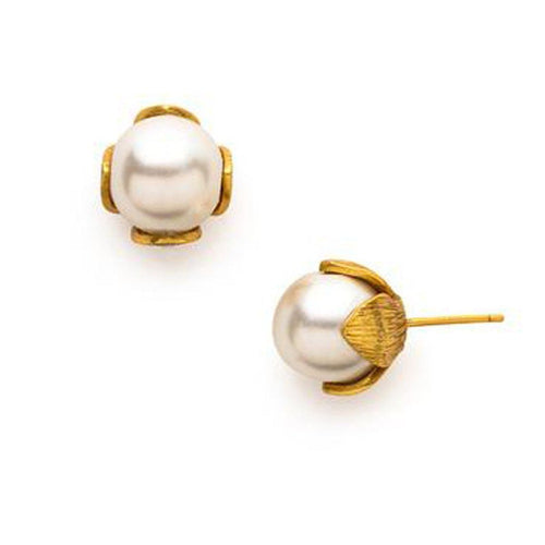 Penelope Large Stud Earrings with Pearl-Julie Vos-Swag Designer Jewelry