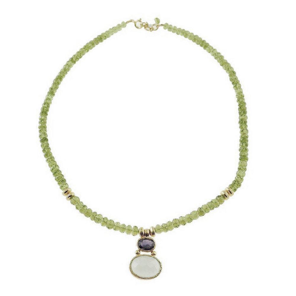 Peridot and Kyanite and Chalcedony Necklace-Vasant-Swag Designer Jewelry