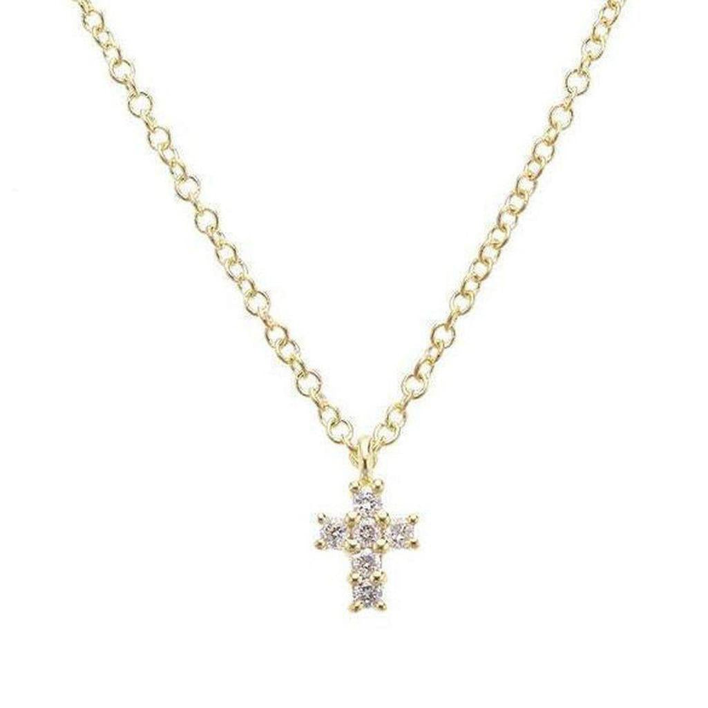 Petite Cross Necklace Yellow Gold-Meira T-Swag Designer Jewelry