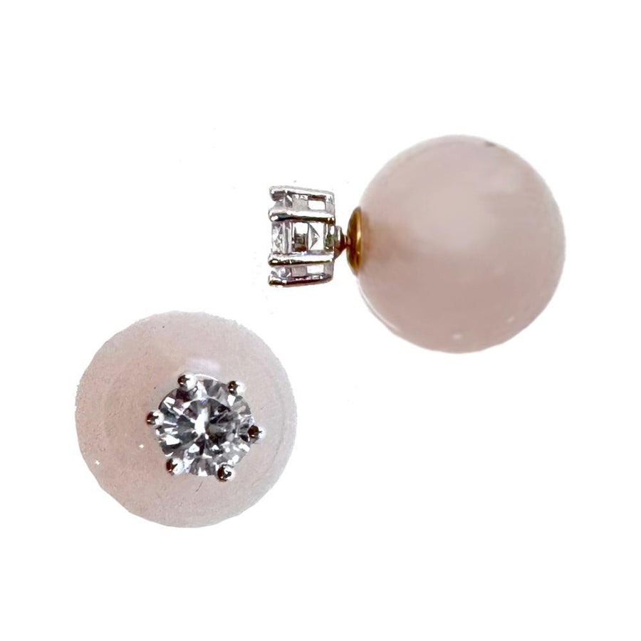 Pink Quartz Double Ball Earrings-Thomas Sabo-Swag Designer Jewelry