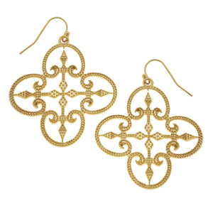 Quatrafoil Earrings in Gold-Susan Shaw-Swag Designer Jewelry
