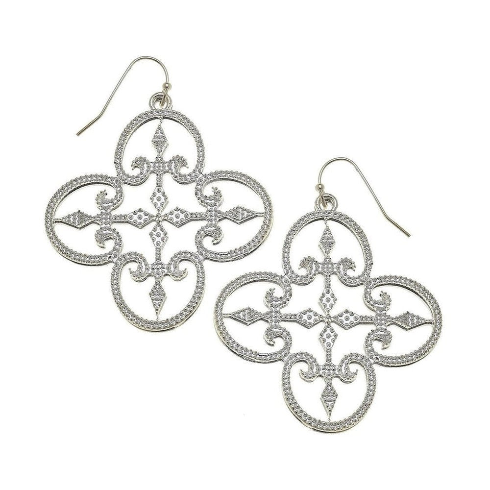 Quatrefoil Earrings in Silver-Susan Shaw-Swag Designer Jewelry