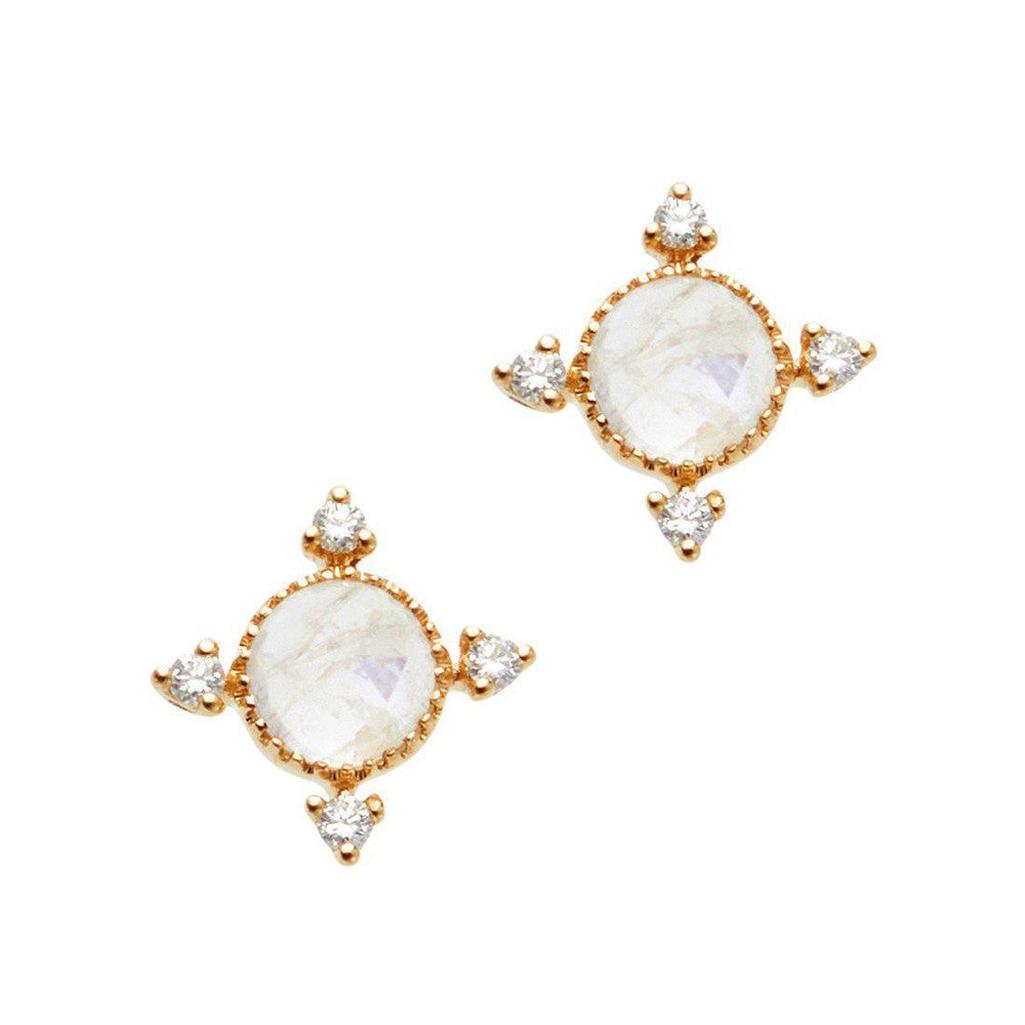 Rainbow Moonstone Stud Earrings-Liven Co-Swag Designer Jewelry