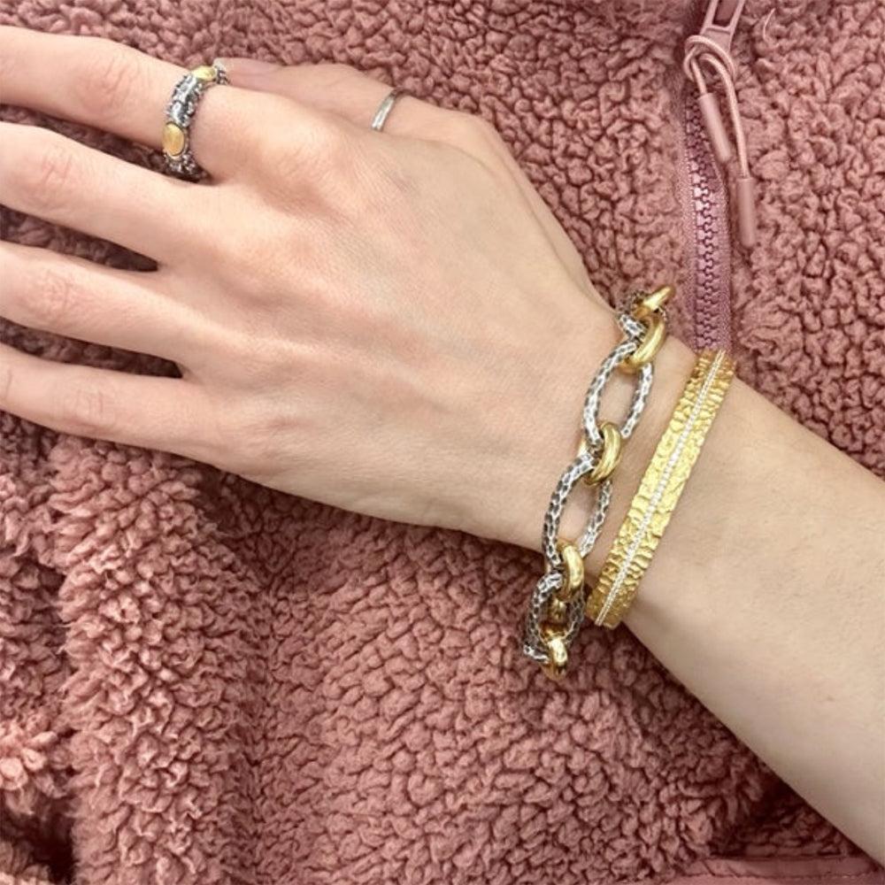 Ravelle Two Tone Link Bracelet-Tat2 Designs-Swag Designer Jewelry