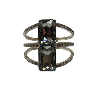 Rhodium and Crystal Cuff-Oscar De La Renta-Swag Designer Jewelry