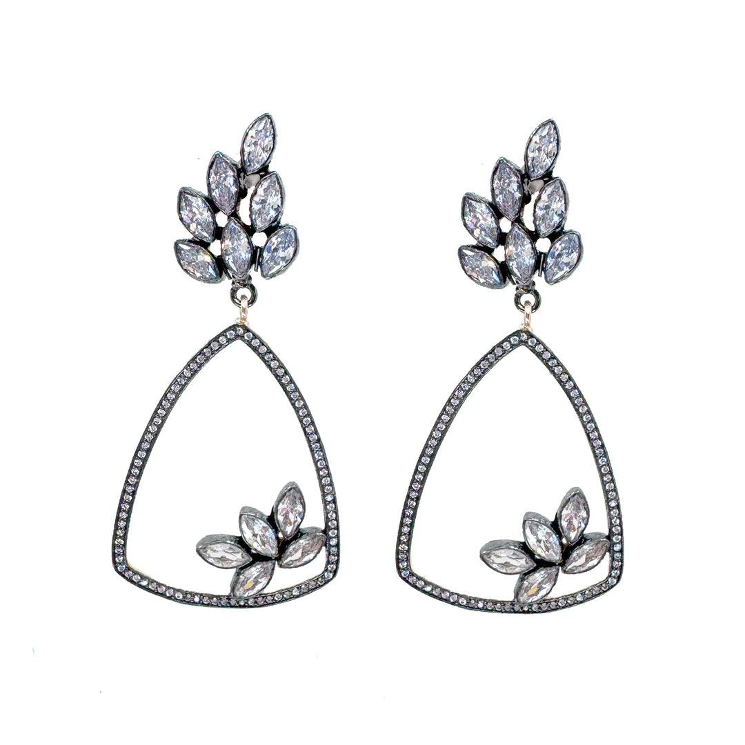 Rhodium and Crystal Dangles-Atelier Mon-Swag Designer Jewelry