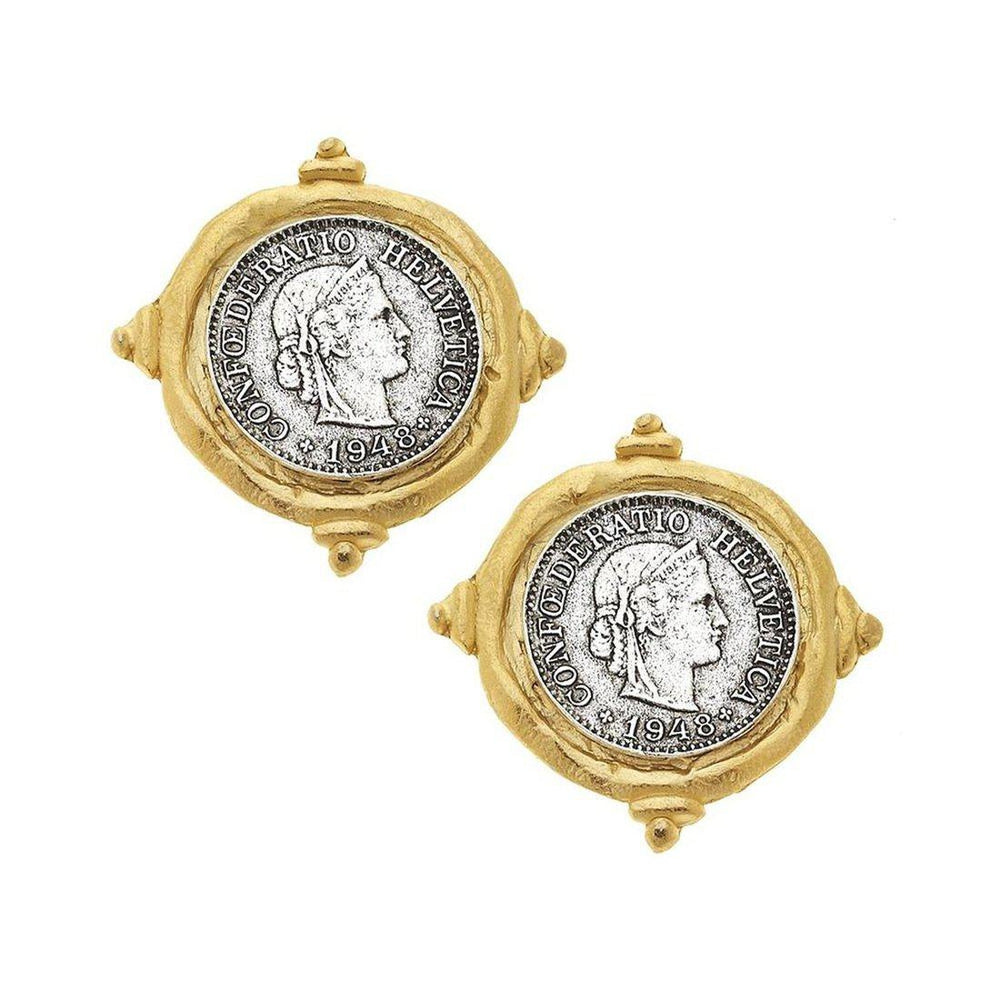 Roman Coin Post Earrings-Susan Shaw-Swag Designer Jewelry