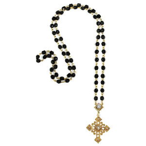 Rosary in Jet-Virgins Saints and Angels-Swag Designer Jewelry