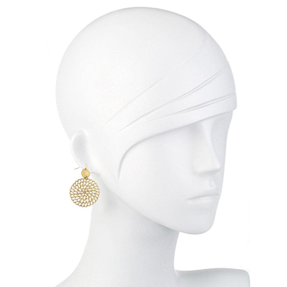 Round Filigree Statement Earrings in Gold-Susan Shaw-Swag Designer Jewelry