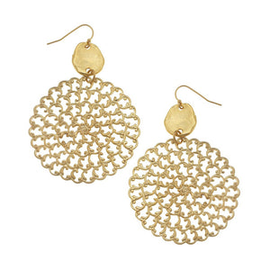 Round Filigree Statement Earrings in Gold-Susan Shaw-Swag Designer Jewelry
