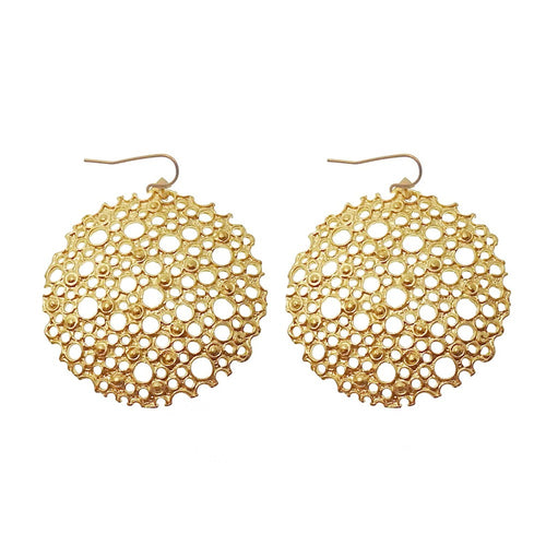 Round Open Honeycomb Earrings in Gold-Susan Shaw-Swag Designer Jewelry